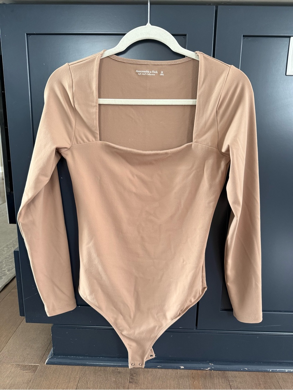 Abercrombie & Fitch Long Sleeve Square Neck Bodysuit - Beige